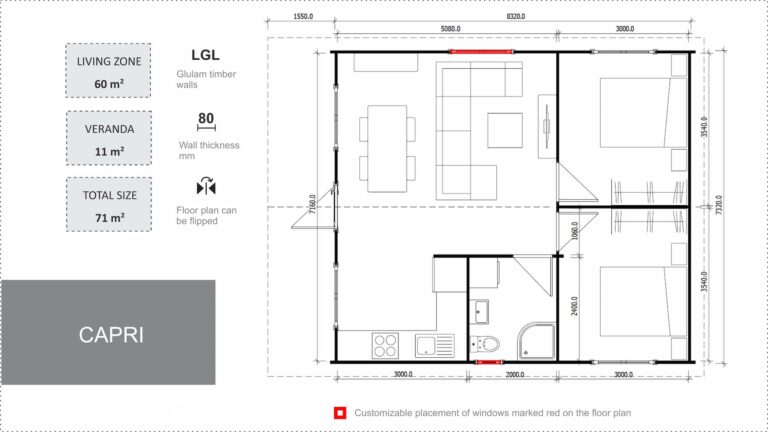 71m² granny flat floor plan