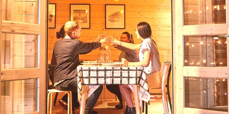 Inside Sicilia backyard cabin IKEA shared dining experience