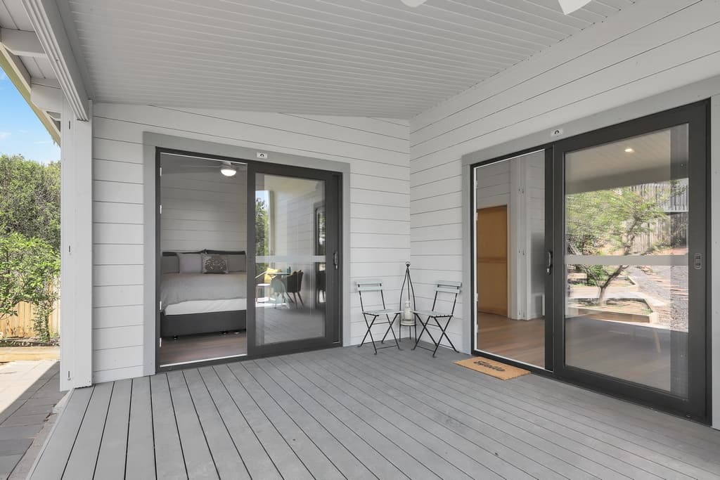 Iceland - bedroom doors open to veranda