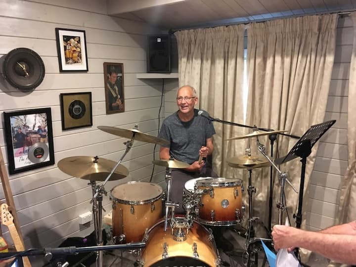Drums set in music studio